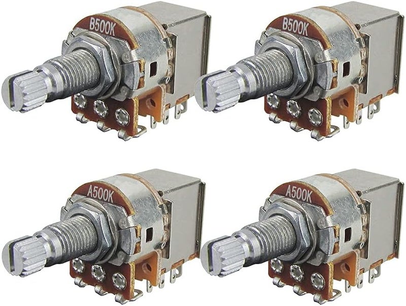 FLEOR A500K+B500K Push Pull Guitar Pots 18-Spline Long Split Shaft Tone Volume Guitar Potentiometers,Pack of 4 - Image 1